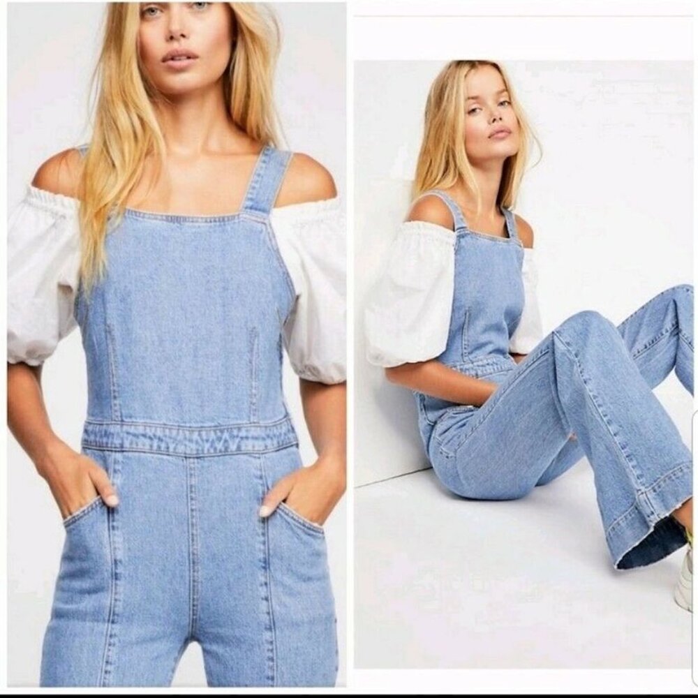 NWOT Free People Aurora Denim Overalls